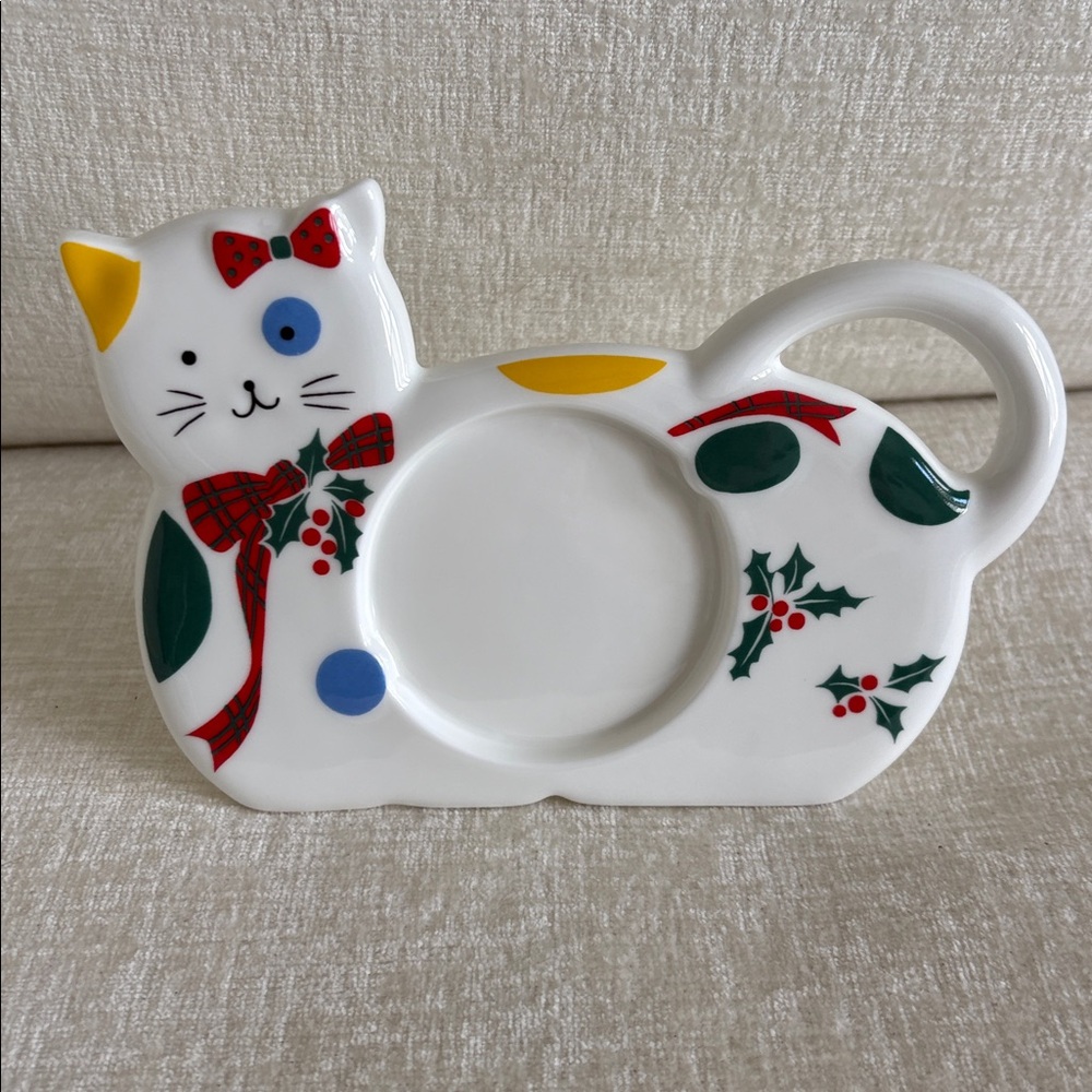Mikasa Festive Feline Picture Frame Christmas Holiday Photo Bone China Cat EUC